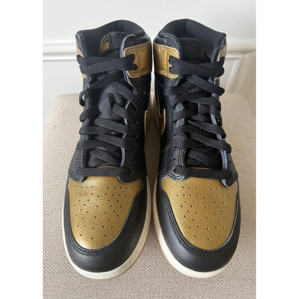 Jordan 1 Retro High OG GS Metallic Gold Black Sneakers FD1437-010 Kids